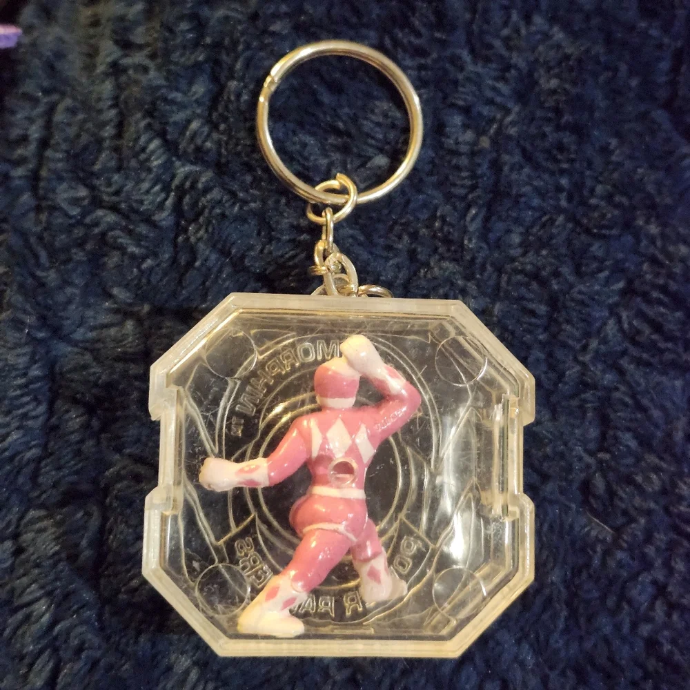 Vintage Mighty Morphin Power Rangers Pink Ranger Keychain 1993